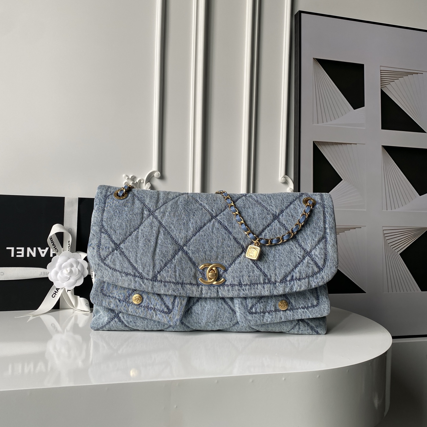 TOP CHANEL Denim Bag 26.5×45×9.5cm - Blue
