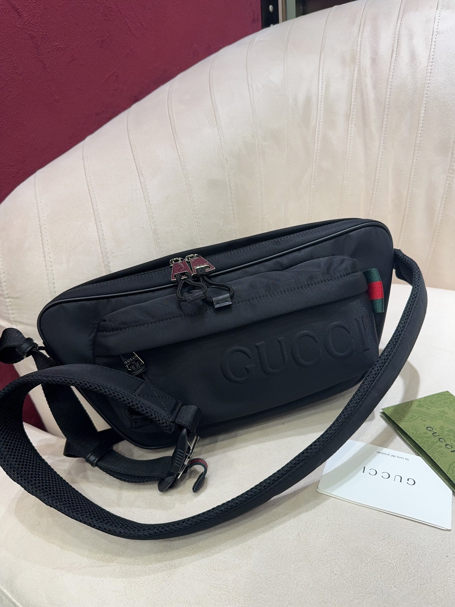 TOP GUCCI GG Canvas Crossbody Bag 34*15*10cm - Black