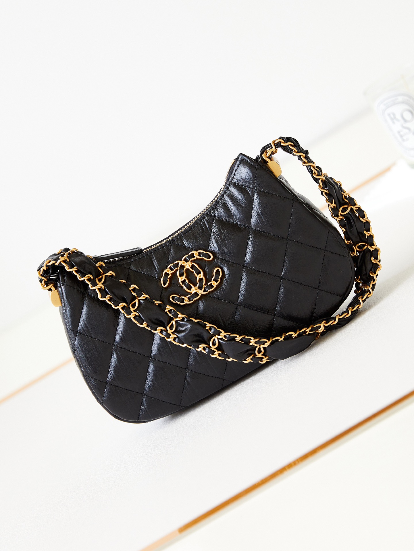 TOP CHANEL Hobo 23khobo Armpit Bag 11x20x5 cm -GHW- Black