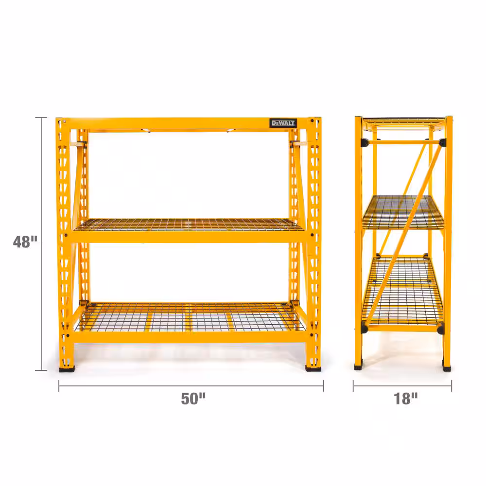 Yellow 3-Tier Wire Steel Garage Storage Shelving Unit (50 in. W x 48 in. H x 18 in. D)