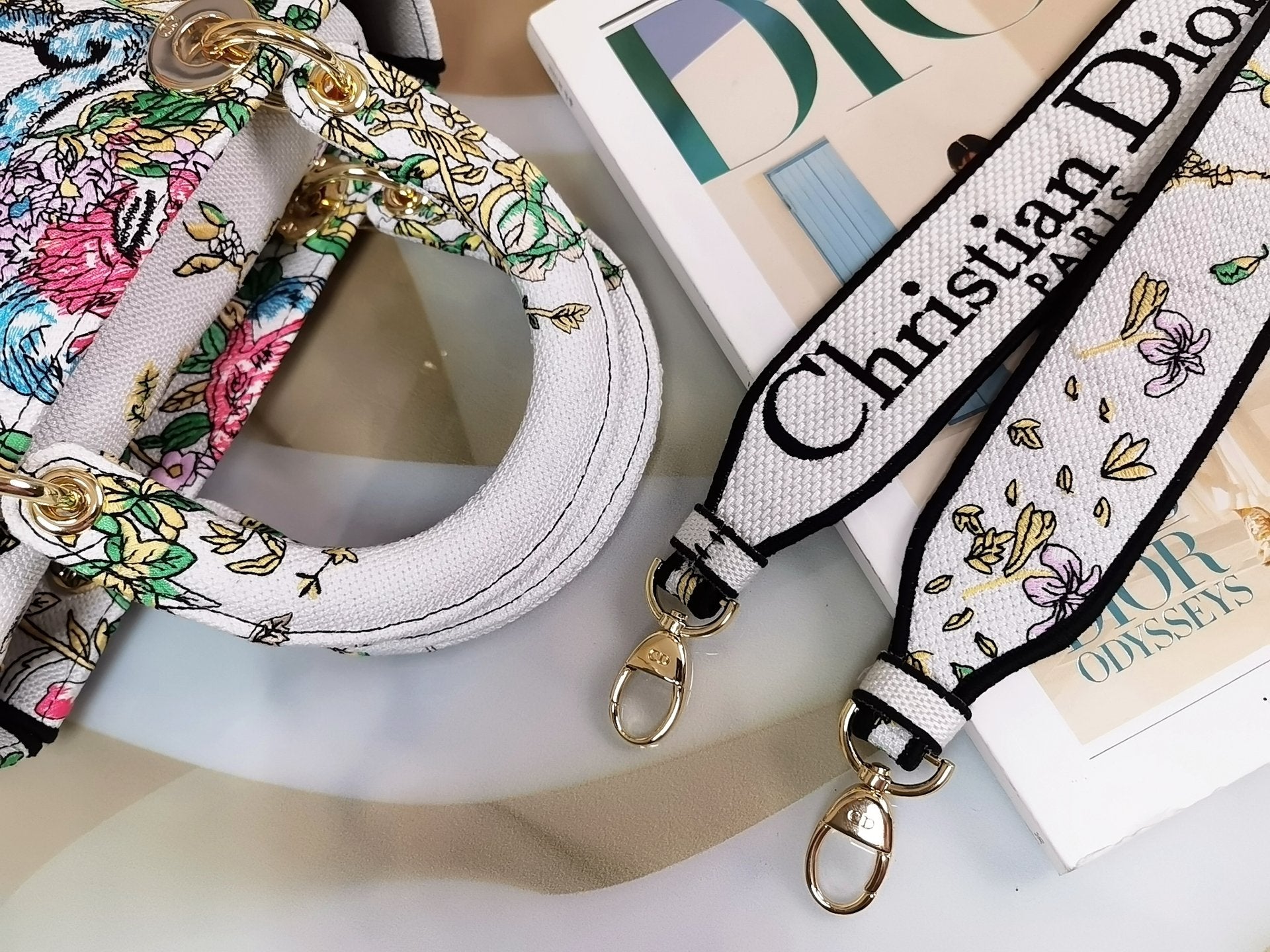 TOP Christian Dior Lady Christian Dior Bag D-Lite Embroidery Constellation Medium - White