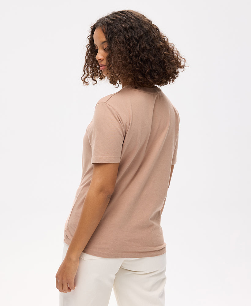 Essential Logo Embroidered Tee | Pyramid Sands Brown