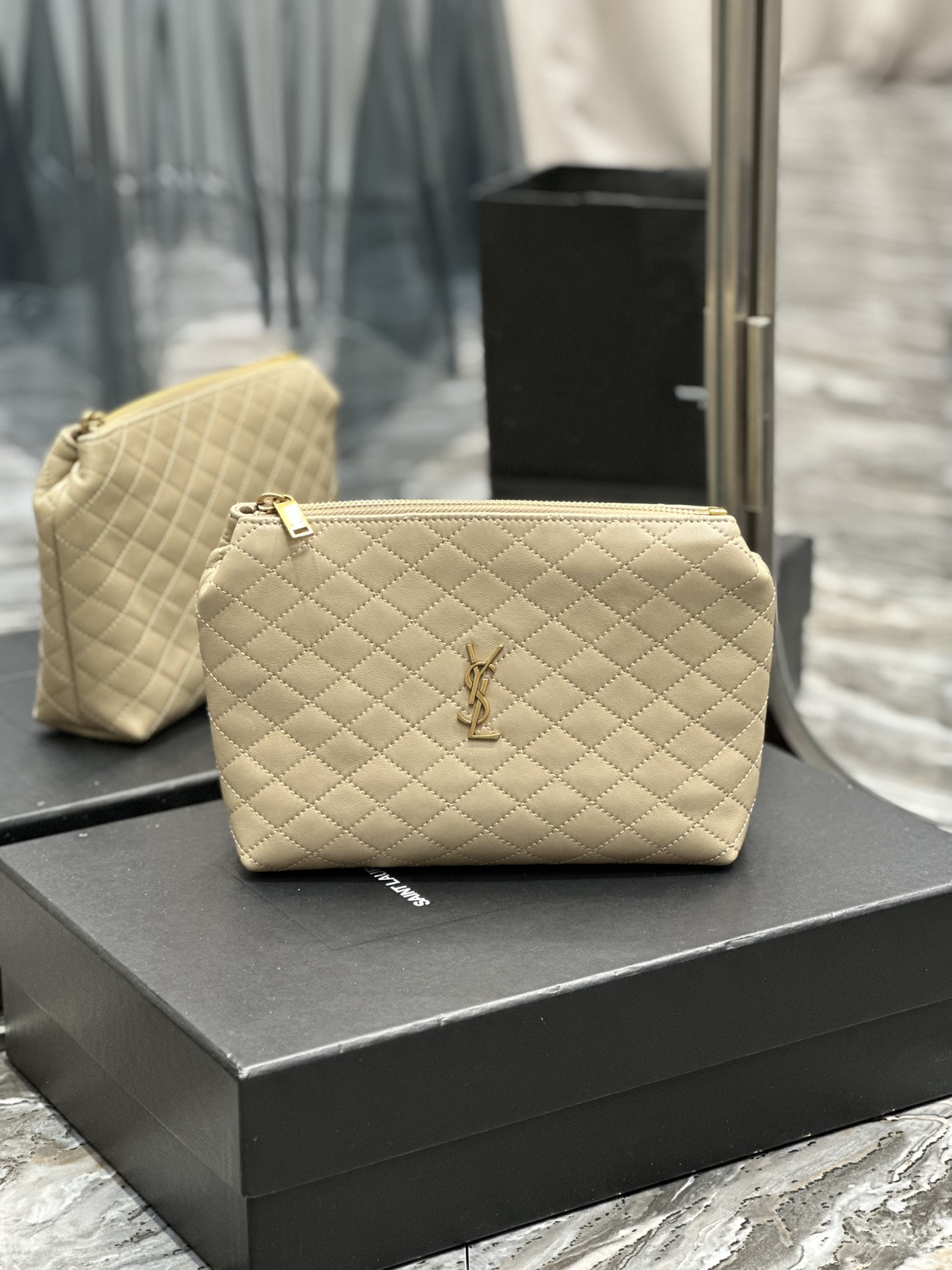 TOP Yves Saint Laurent YSL Gaby Quilted Cosmetic Bag&Clutch- Three Colors