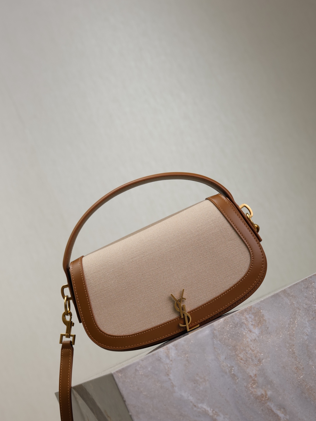 TOP Yves Saint Laurent YSL Voltaire Handbag/Crossbody Bag 24×15×5cm - Beige