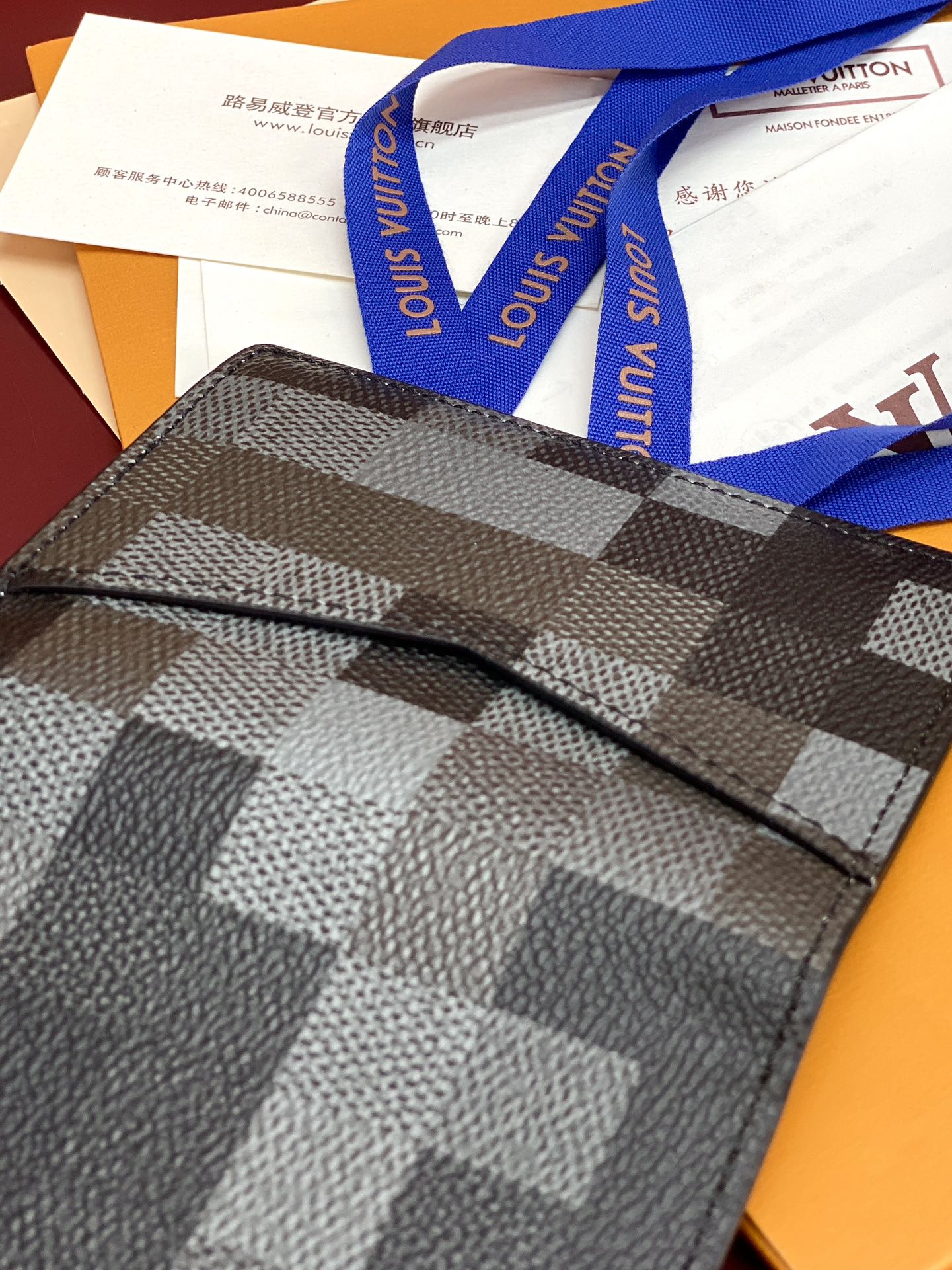 TOP Louis Vuitton LV Damier Graphite Printed Card Holder Damoflage Canvas 8x11x1cm - Black