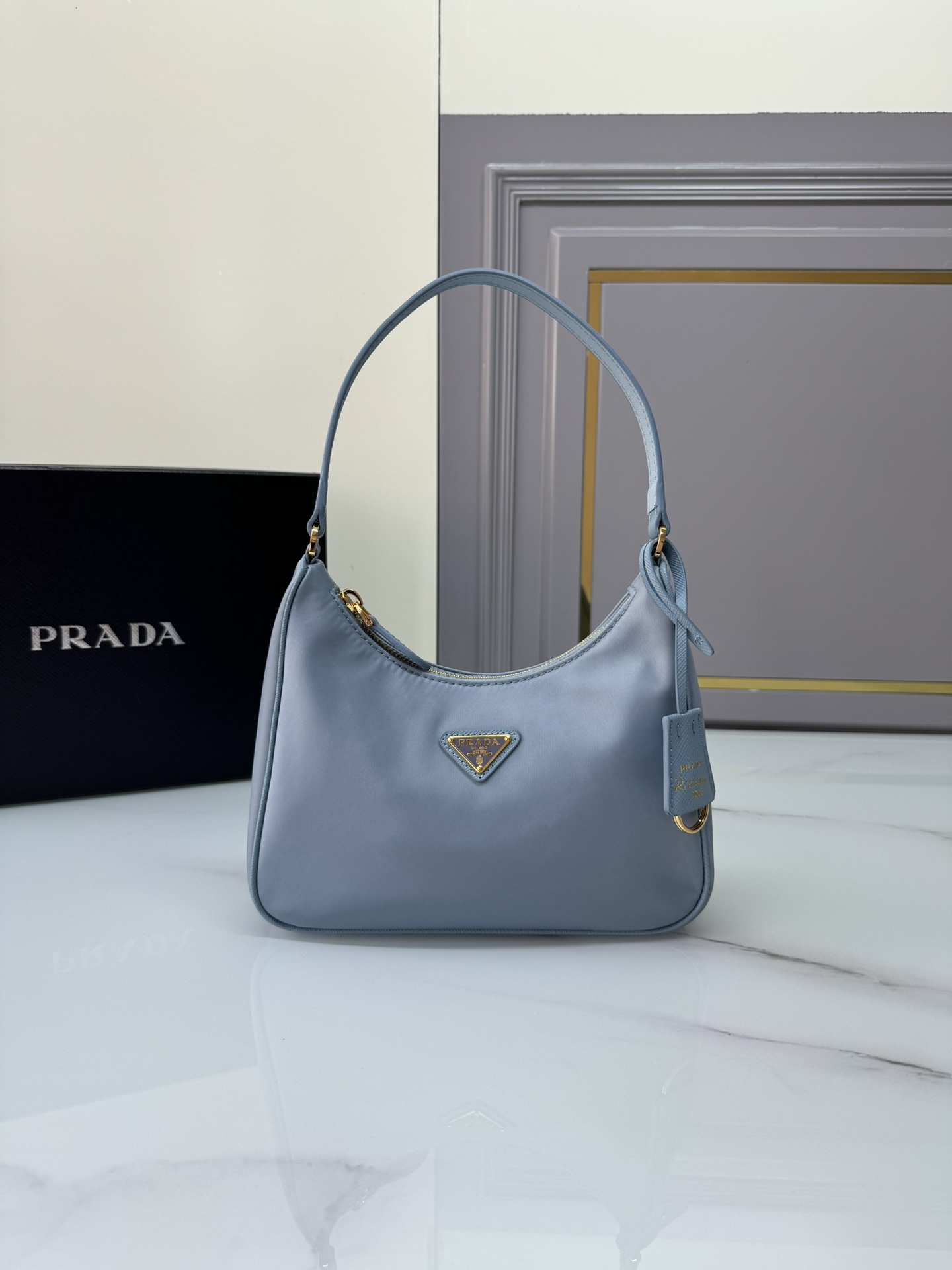 TOP PRADA Re-Edition 2000 Bag Parachute Fabric with Leather Shoulder Strap 22x12x6cm - 6 Color & GHW
