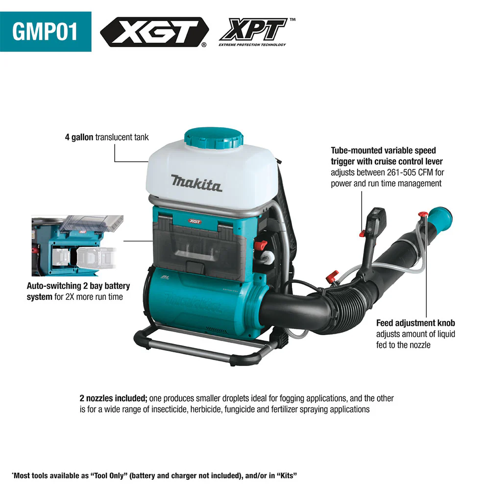 GMP01PL 40V MAX XGT Brushless 4 Gallon Backpack Mist Blower Kit