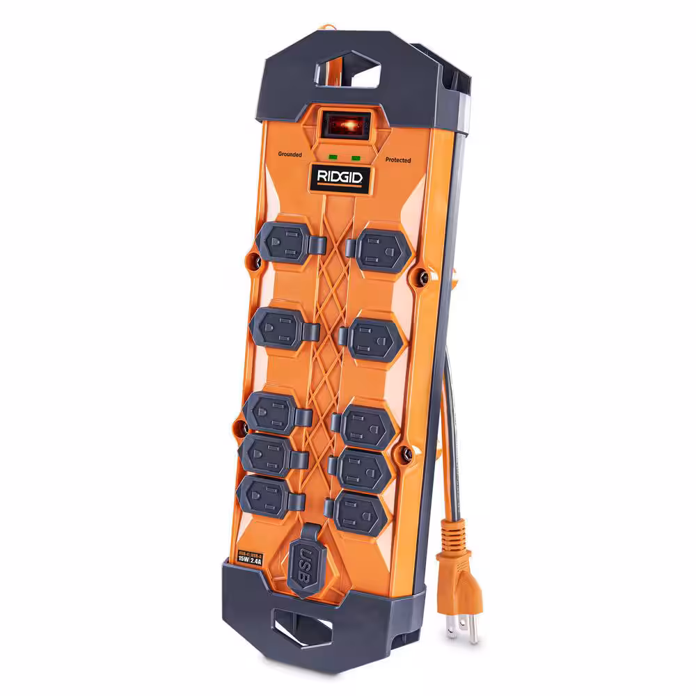 10 ft. Cord 10-Outlet, 2.4 Amp USB-A, 15-Watt USB-C, 4200J Surge Protector