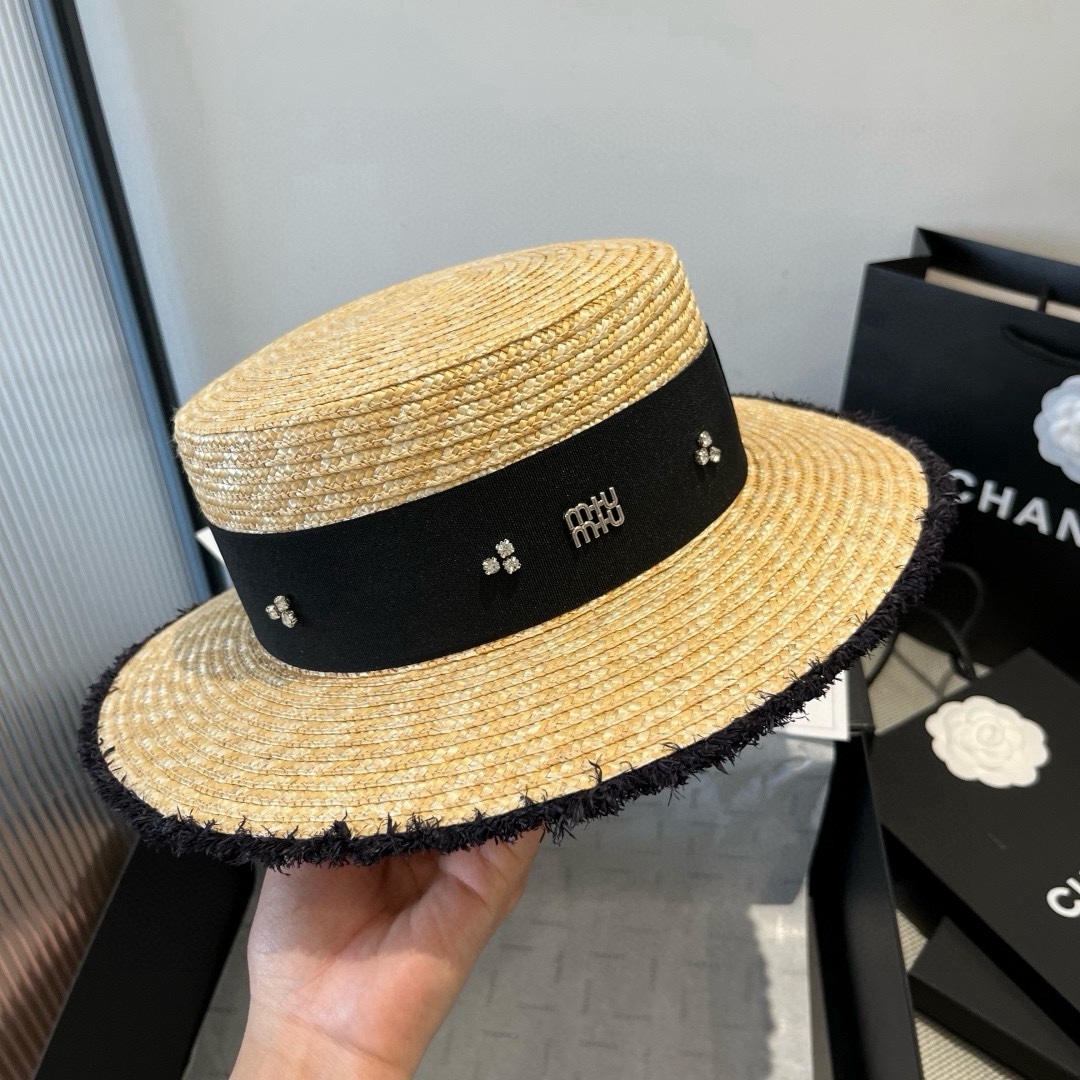 TOP Miu Miu Straw Hat - Beige