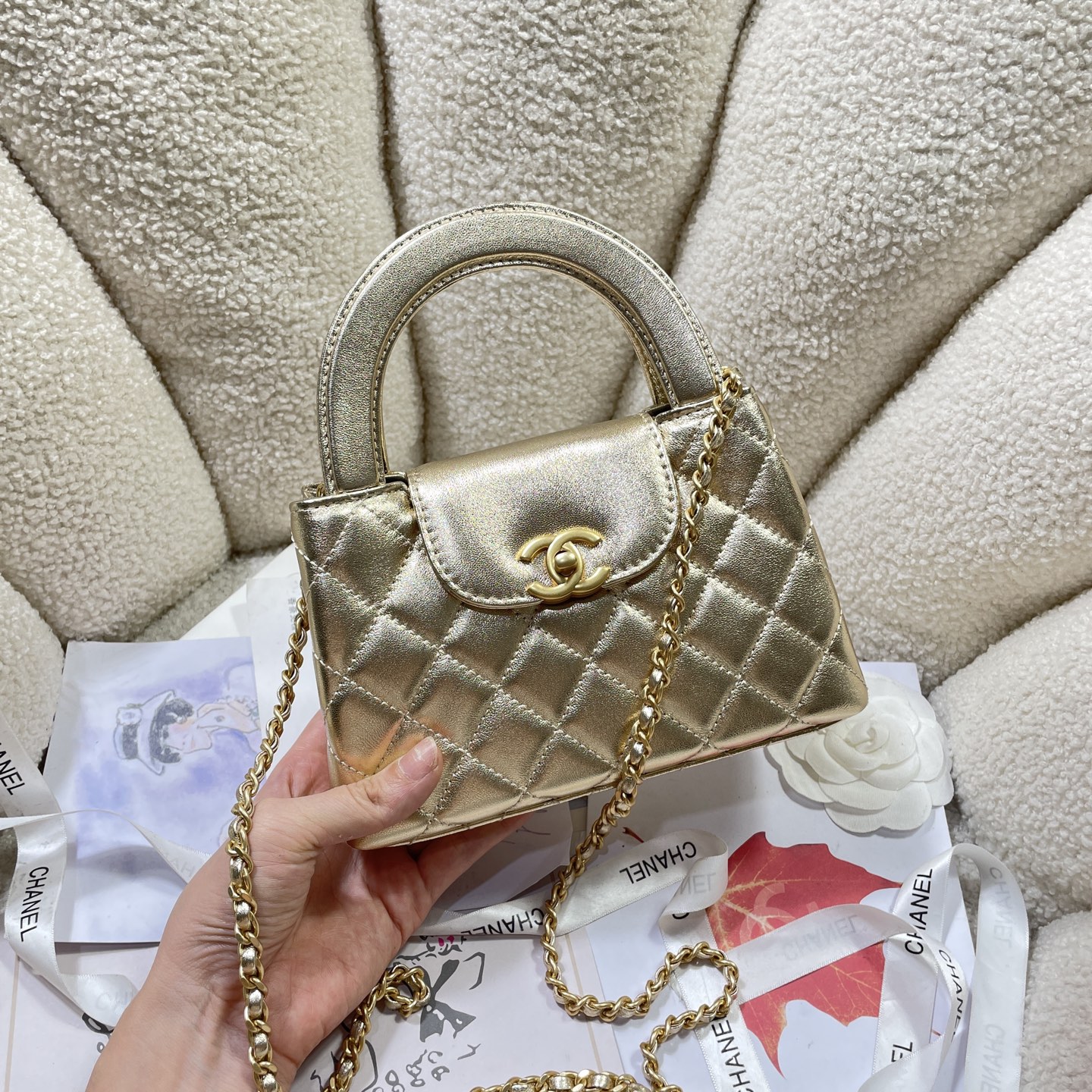 TOP CHANEL Kelly Chain Bag 13x19x7 cm - Metallic Color