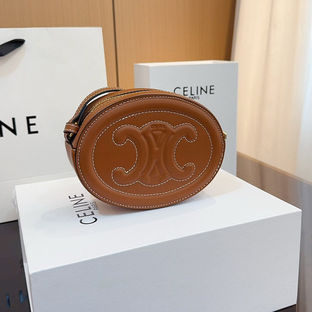 Celine Cuir Triomphe Oval Leather Shoulder Bag Crossbody Bag (Replica)