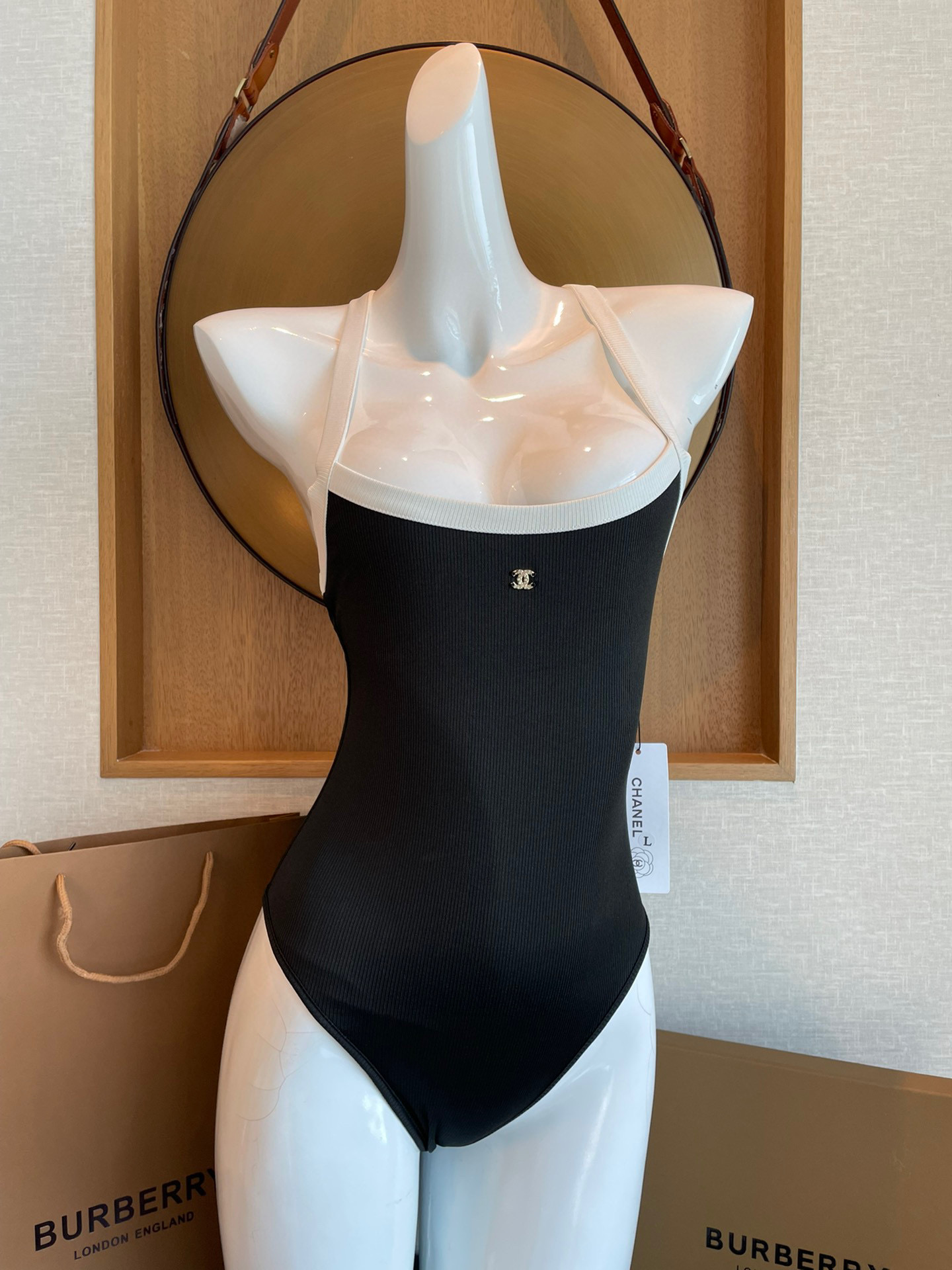 TOP CHANEL One-Piece Swimsuit - Black