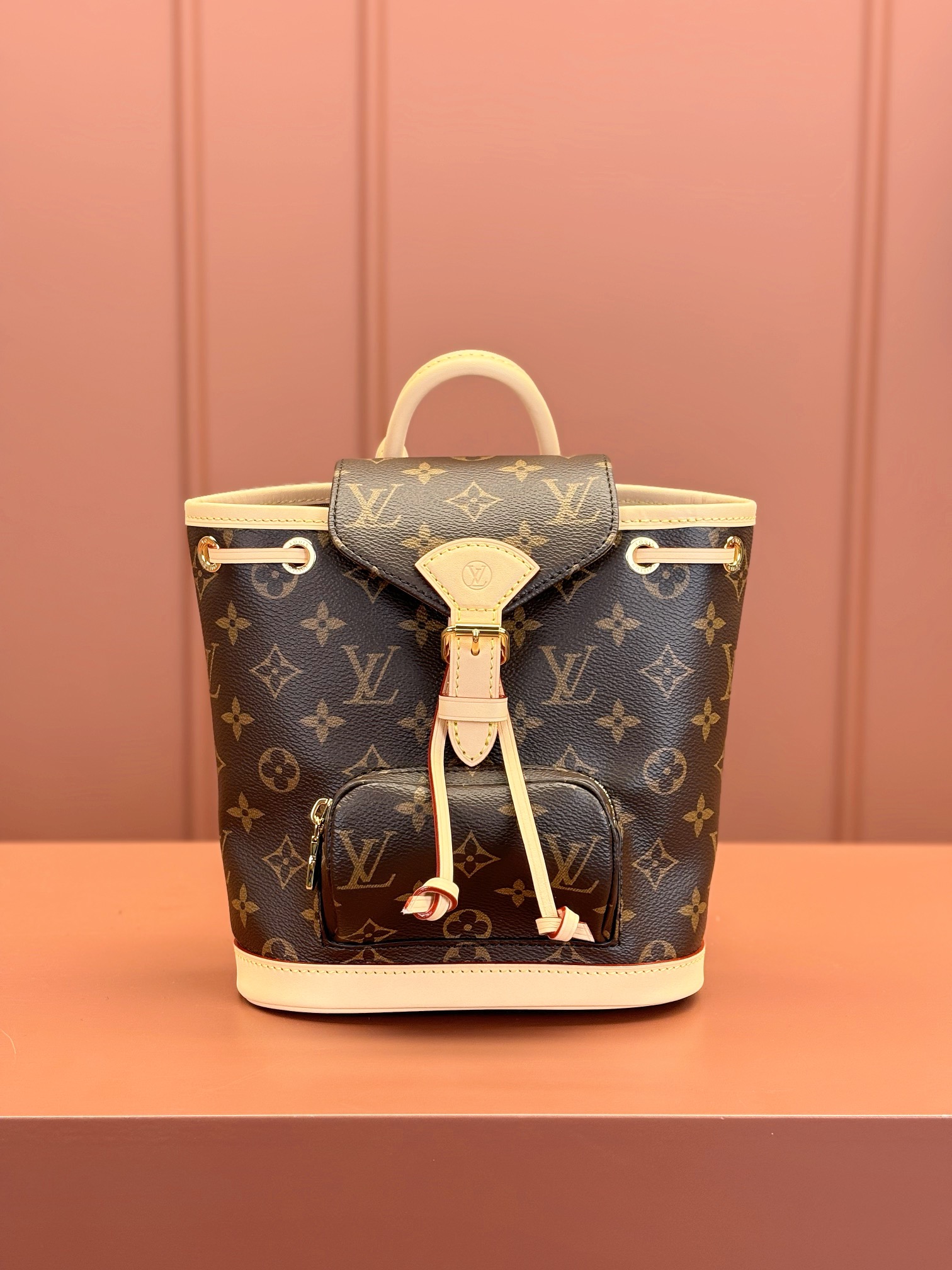 TOP Louis Vuitton LV Montsouris Backpack 28x30x18cm/24x25x12cm-Brown