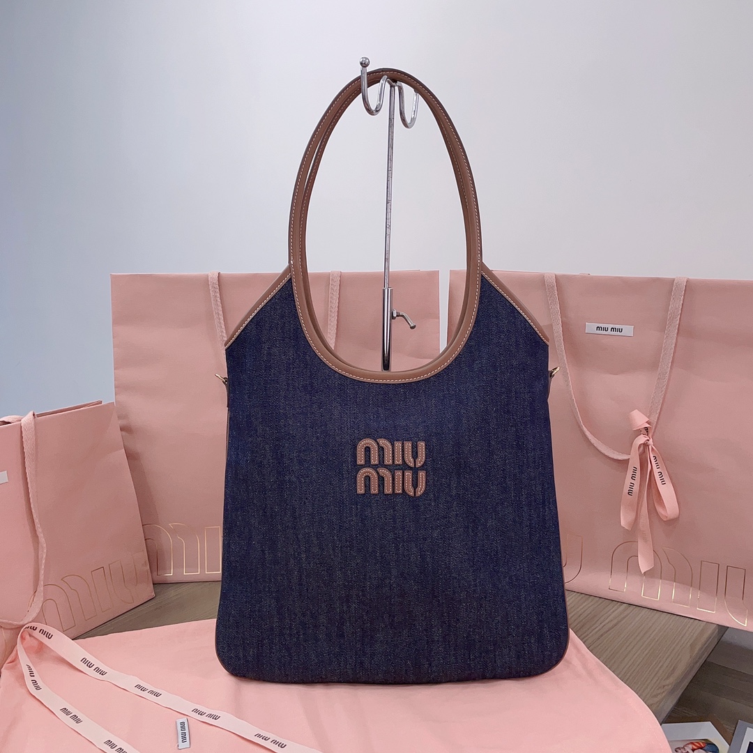 TOP Miu Miu Denim Tote Bags 35x40cm - Denim Blue