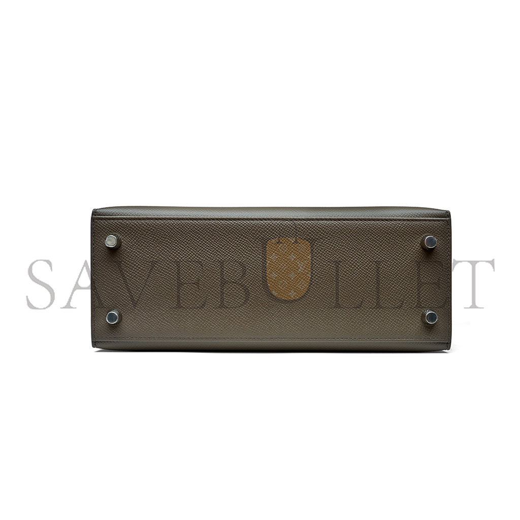 HERMÈS GRIS TOURTERELLE EPSOM KELLY 25 SELLIER PALLADIUM HARDWARE (25*17*7cm)