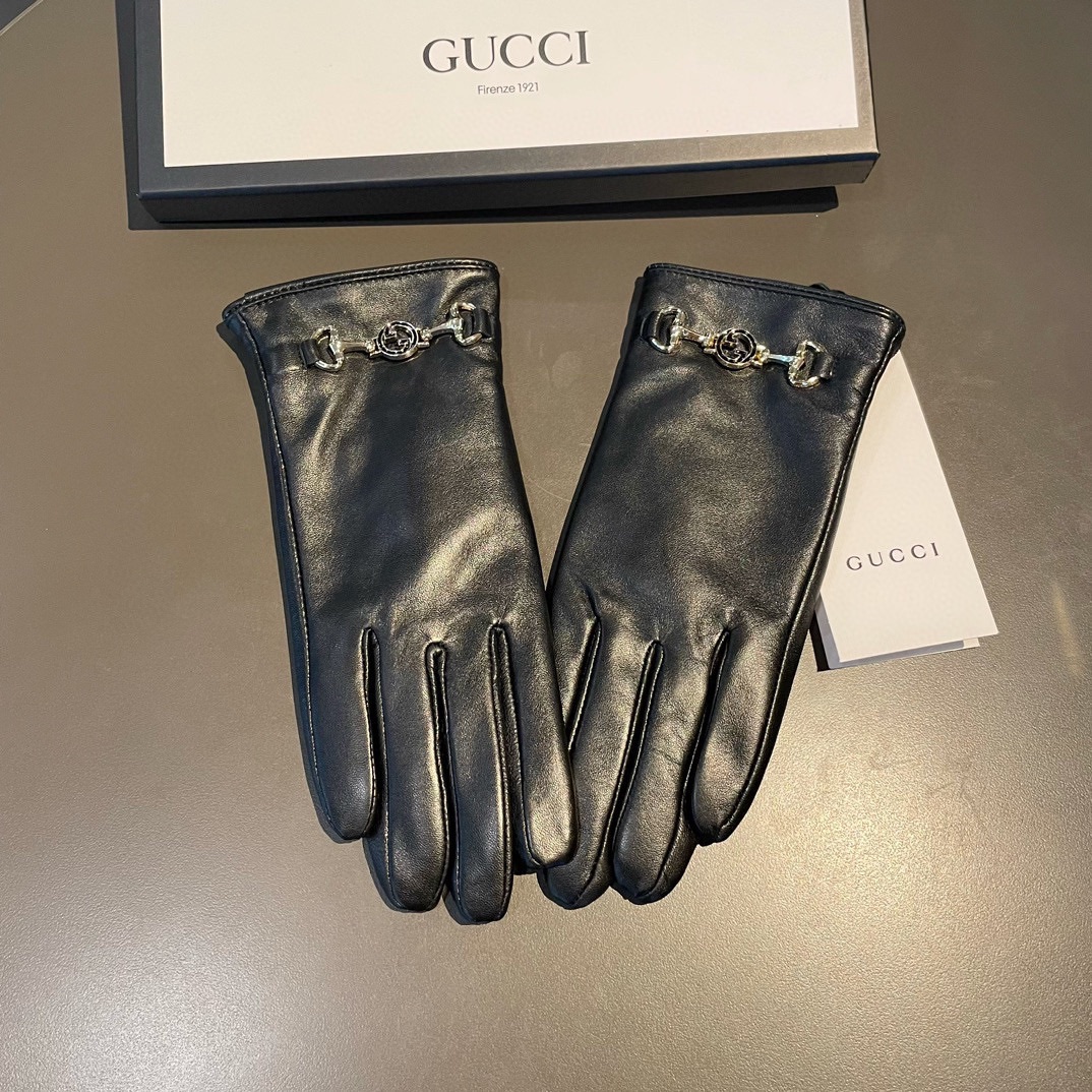 TOP GUCCI New High-end Sheepskin Gloves