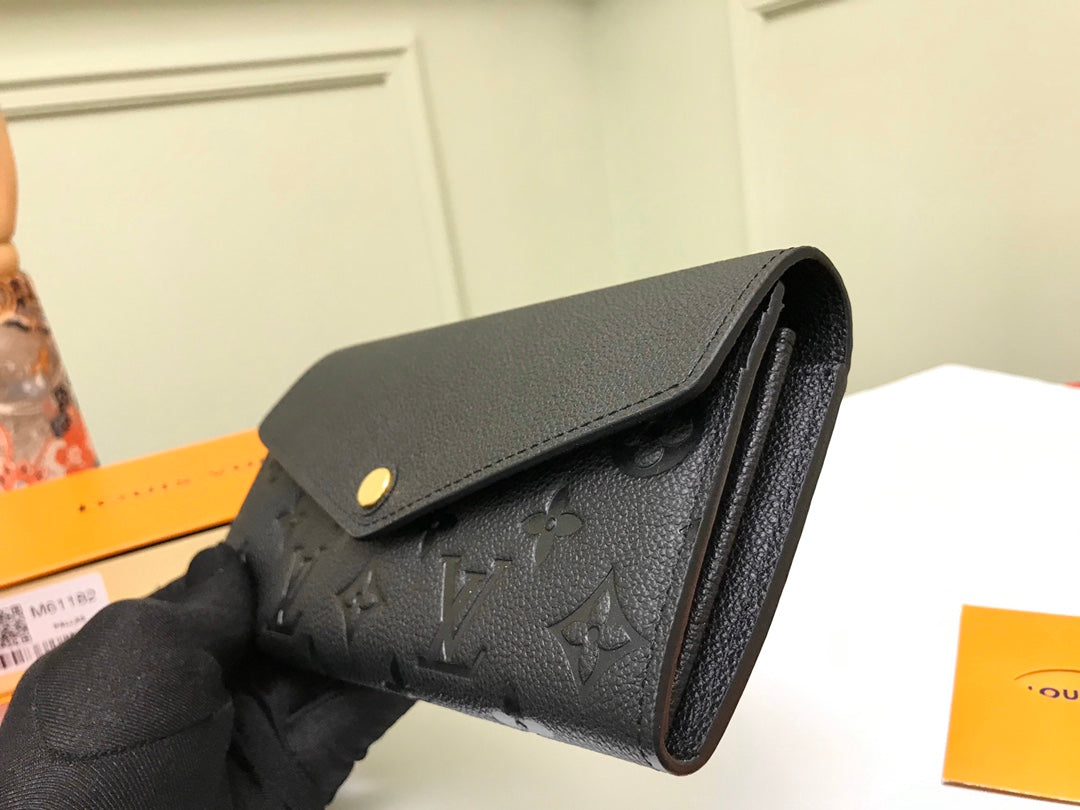 TOP Louis Vuitton LV  Sarah Empreinte Wallet 19 x 10 x 2 cm- Black