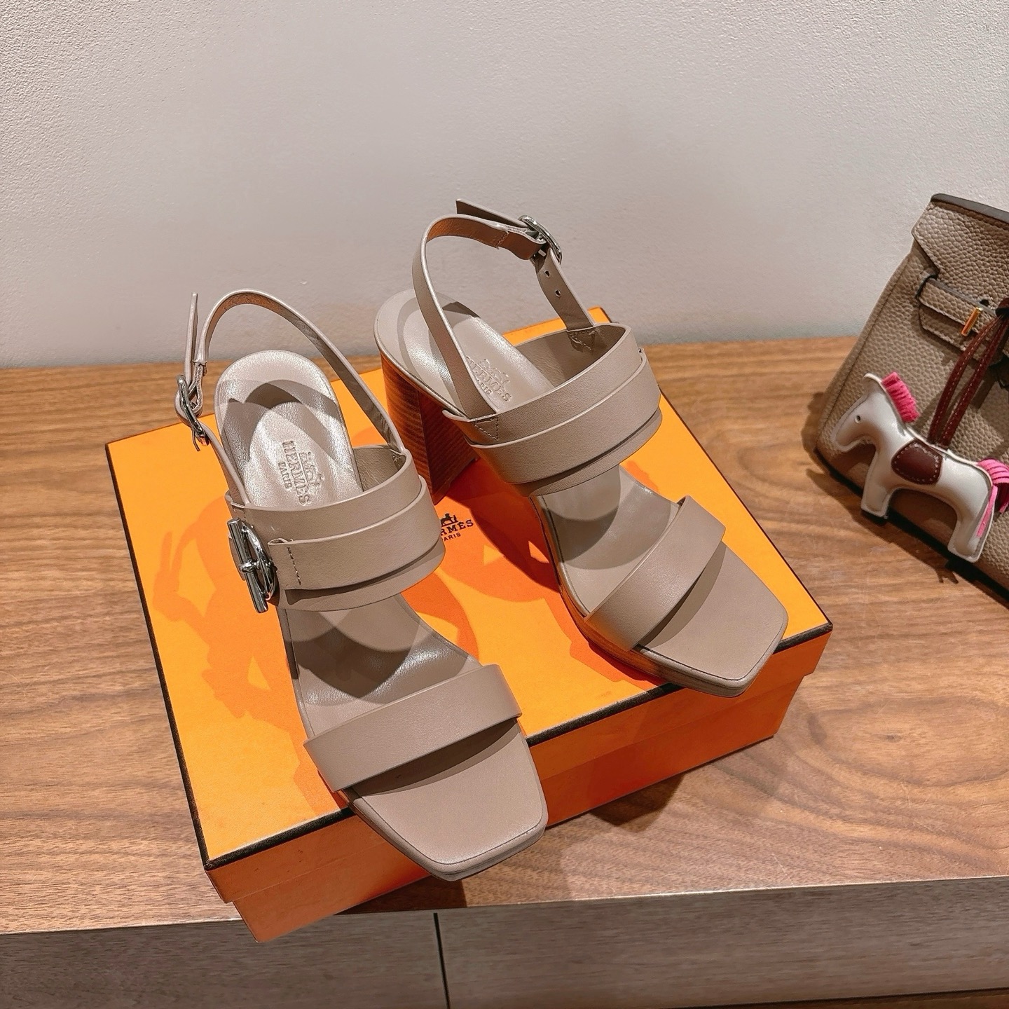 TOP HERMES High Heels Sandals - Khaki