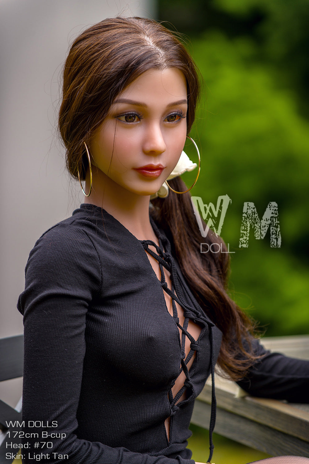 172cm/5ft8 B-cup Curly Brunette Light Tanned Skin TPE Sex Doll with #70 Head