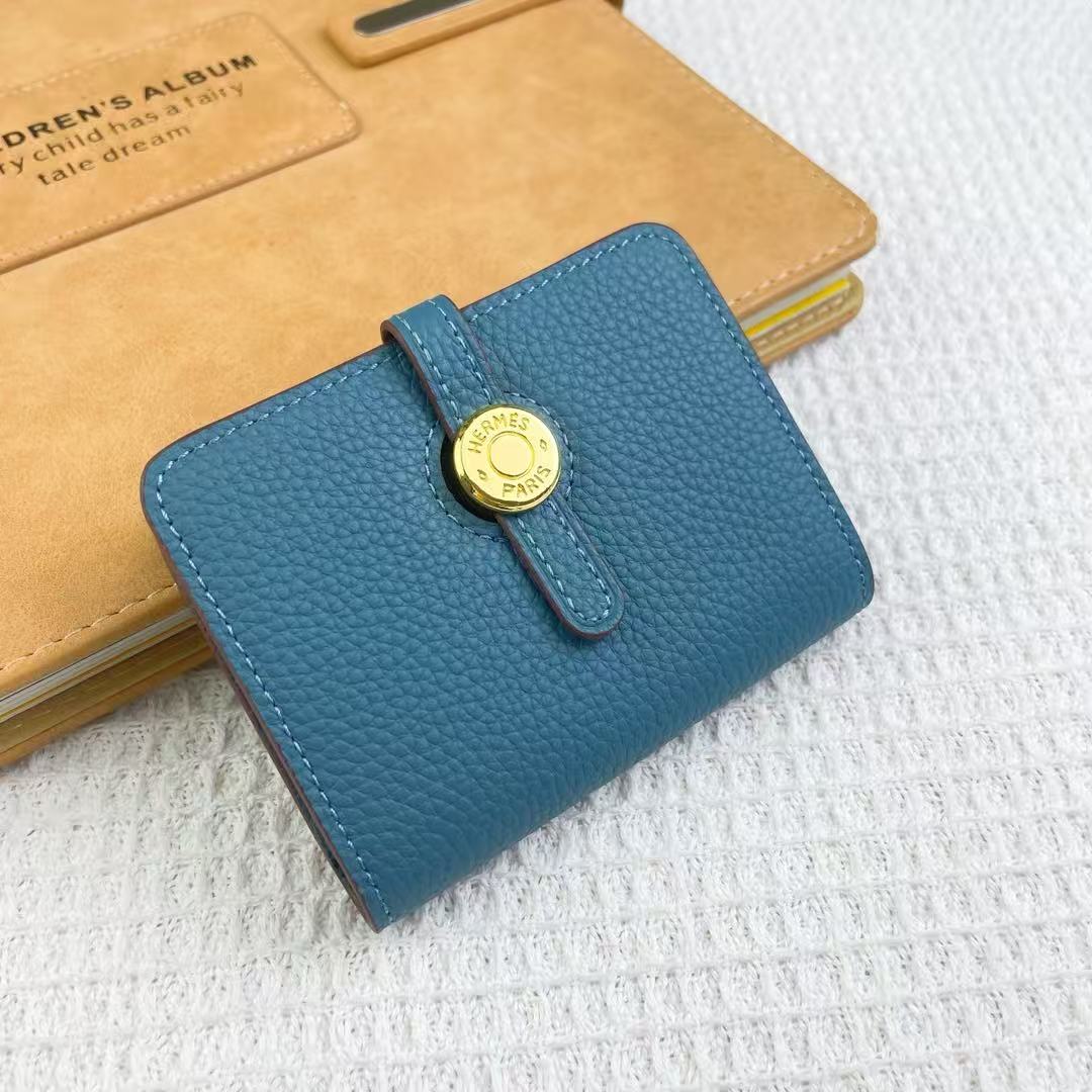 Hermès Gold Buckle Leather Card Wallet(Replica)