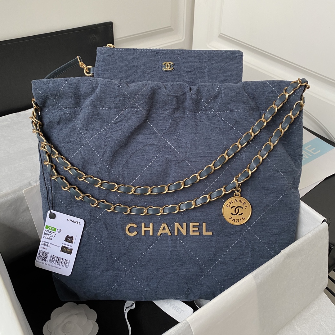 TOP CHANEL 22 Shopping Bag 35x37x7cm - Blue