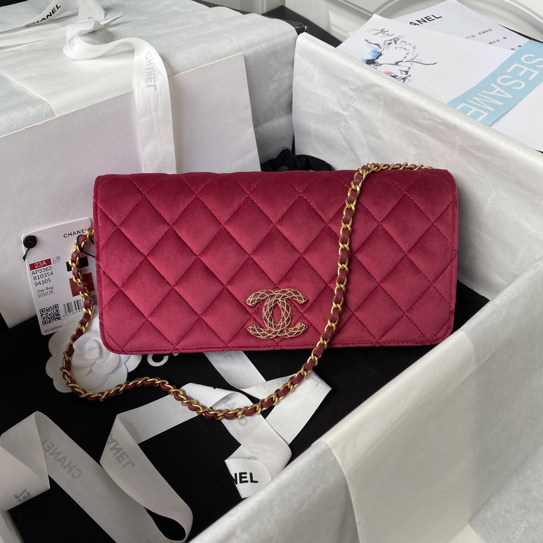 TOP CHANEL Classic Velvet  Sheepskin & Flannelette CF Small Size 11.5x23x4cm - Pink & SHW