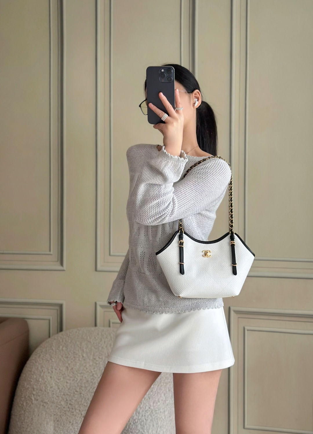 TOP CHANE Tote Bag with Woven Straw Material Paired and Cowhide Leather 20×28×7cm - 3 Colors