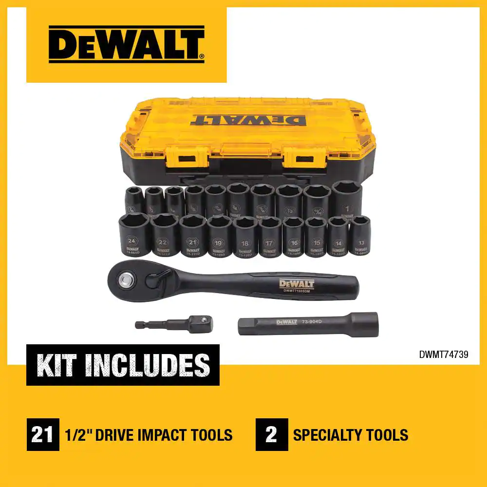 1/2 in. Drive Metric Socket Set with Ratchet (23-Piece)