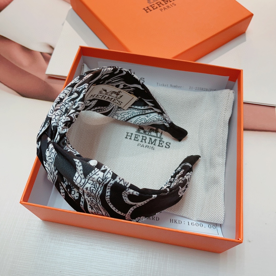 TOP HERMES Silk Fabric Hair Hoop - 3 Colors