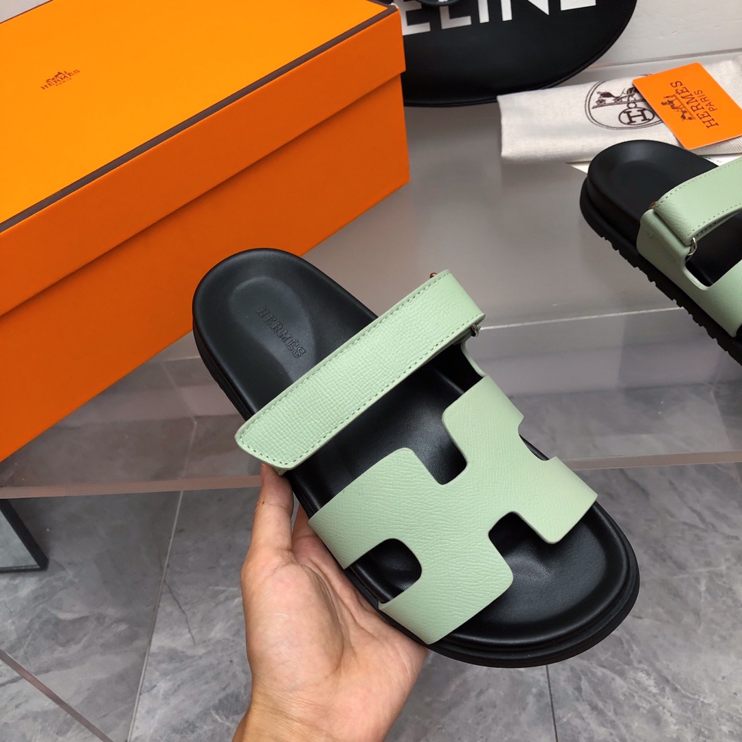 TOP HERMES Slides - Black & Green