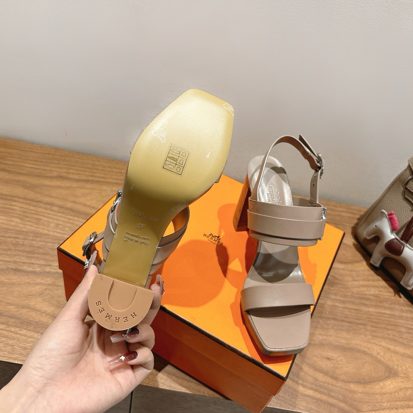 TOP HERMES High Heels Sandals - Khaki