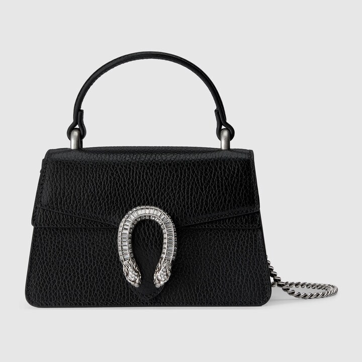 TOP GUCCI G*G Dionysus Super Mini Leather Bag 18x12x6 cm - Black