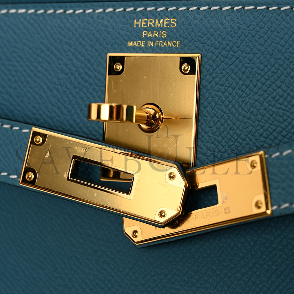HERMÈS EPSOM KELLY SELLIER 28 NEW BLUE JEAN (28*22*10cm)