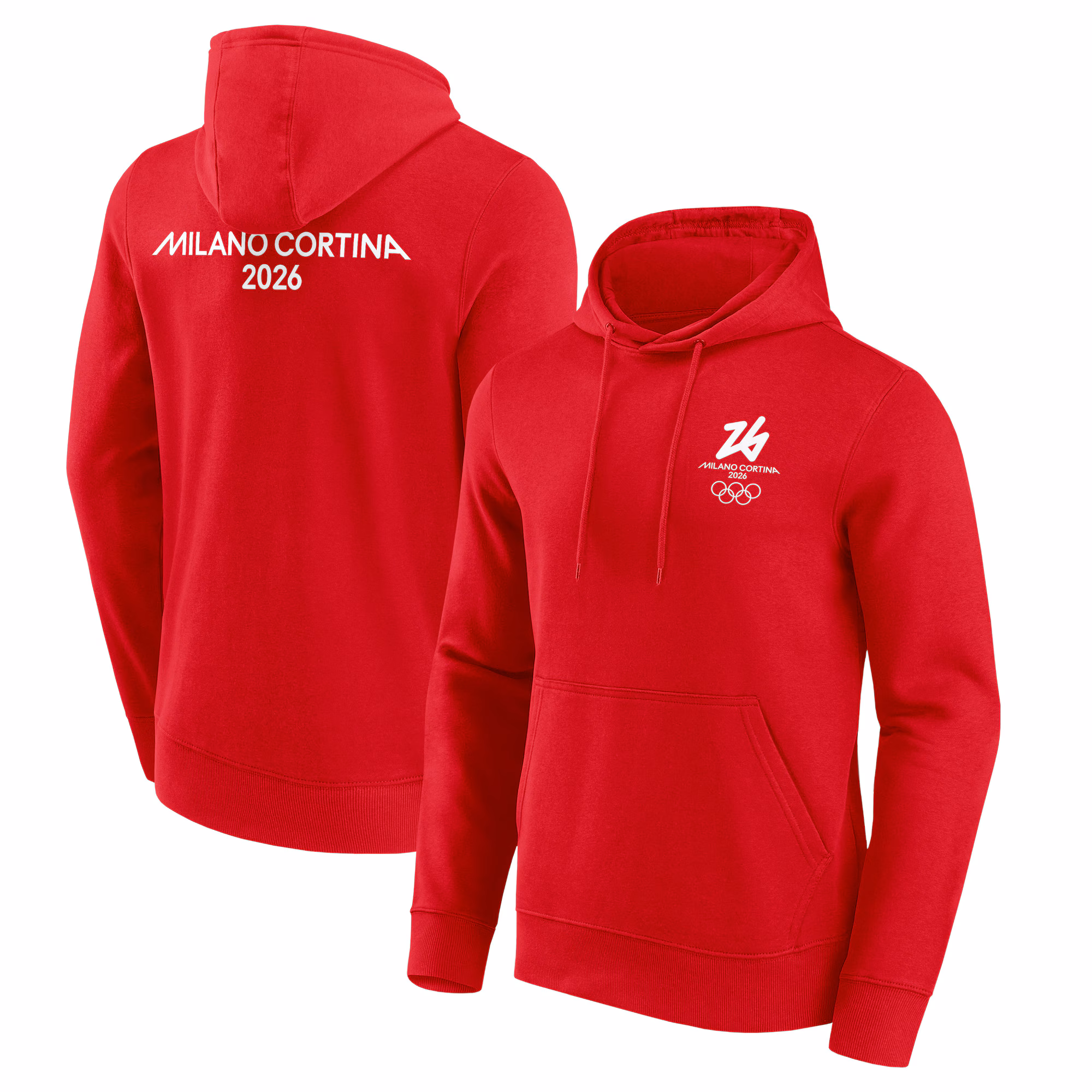 Milano Cortina 2026 Olympics Front & Back Logo Graphic Hoodie - Red