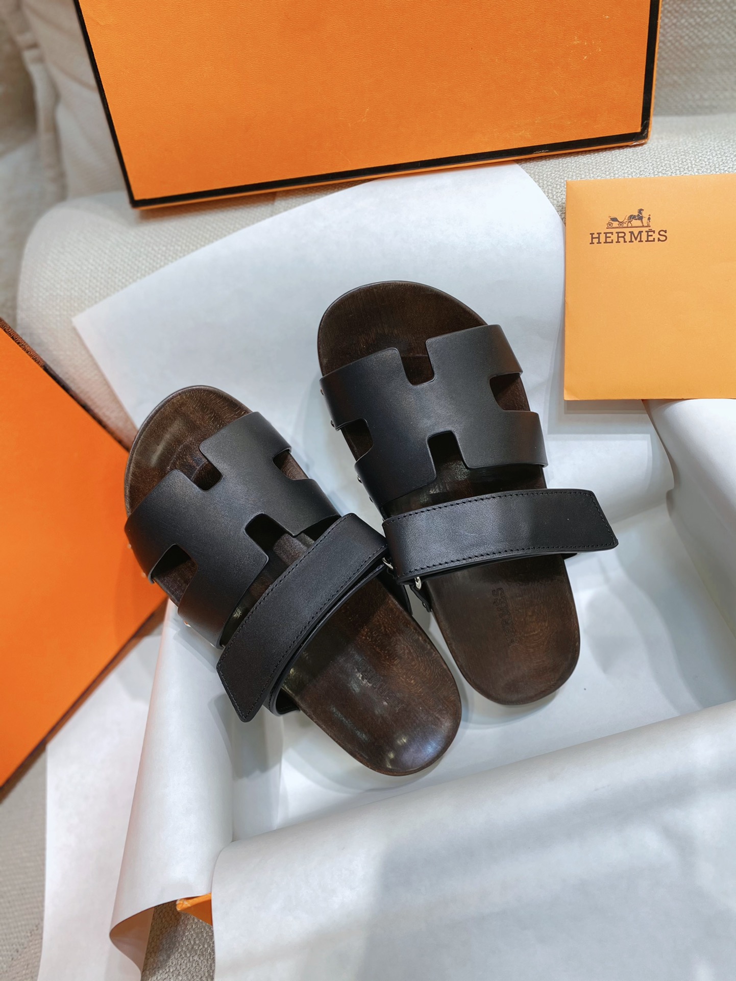 TOP HERMES Sandals With Wooden Soles - 3 Colour