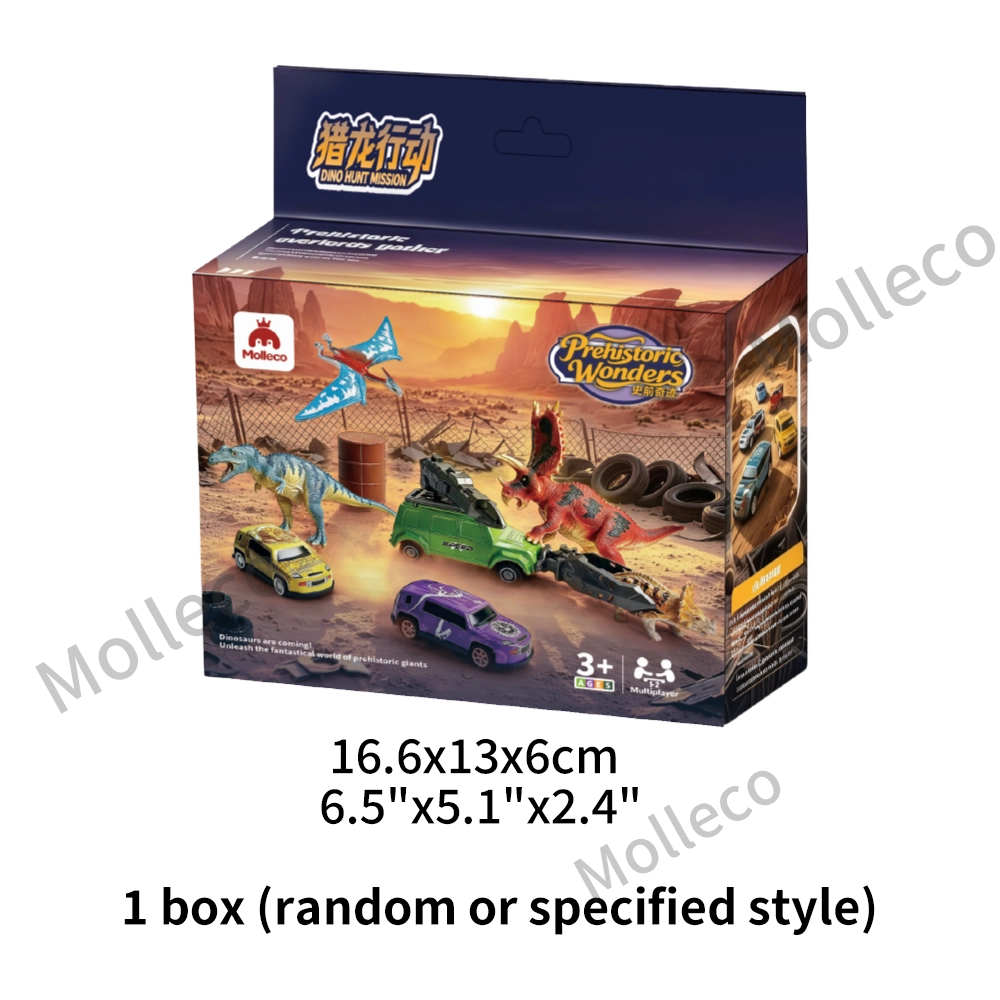 Molleco Dinosaur Figure Car Toys Set for Kids and Childre ST090