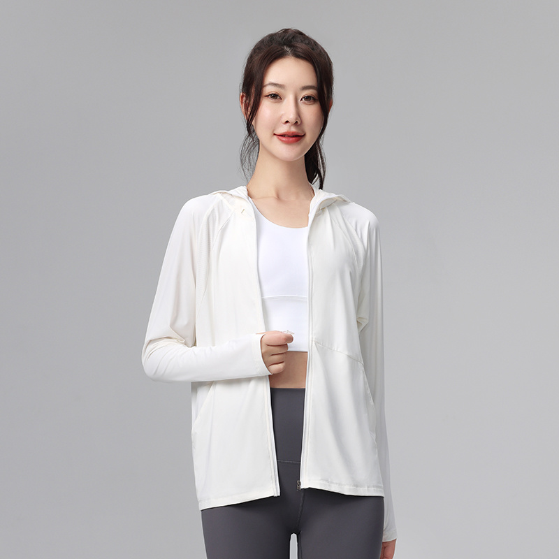 Womens Track Zip Up Cropped Hoodie UPF 50+ Sun Protection