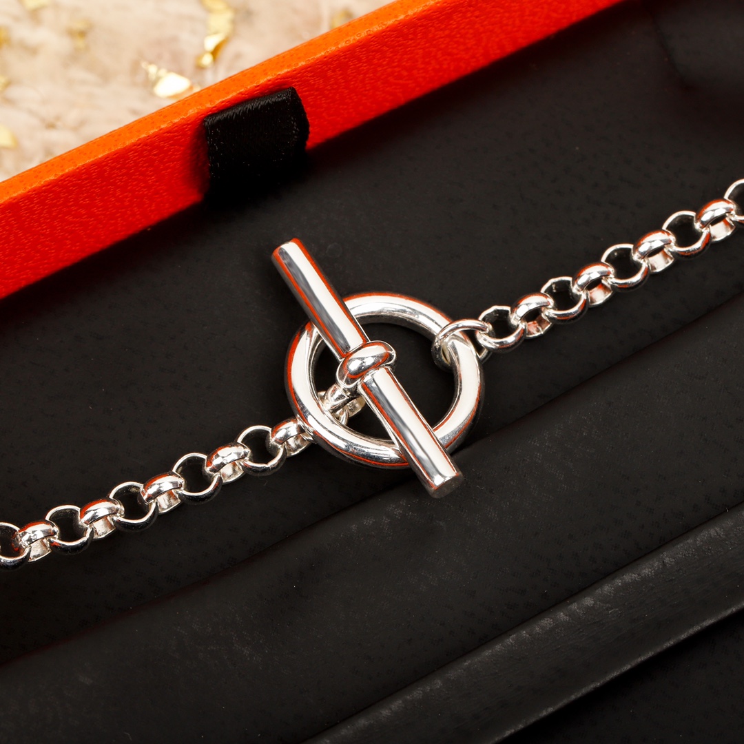 TOP HERMES Pig Nose Necklace-Sliver