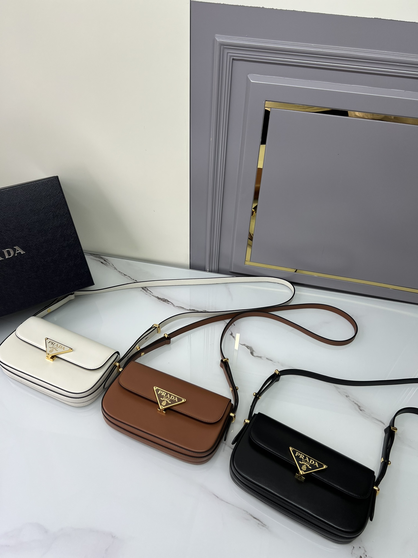 TOP PRADA Shoulder Bag Outer Calfskin/Inner Lambskin 20.5x10.5x4cm - 3 Color