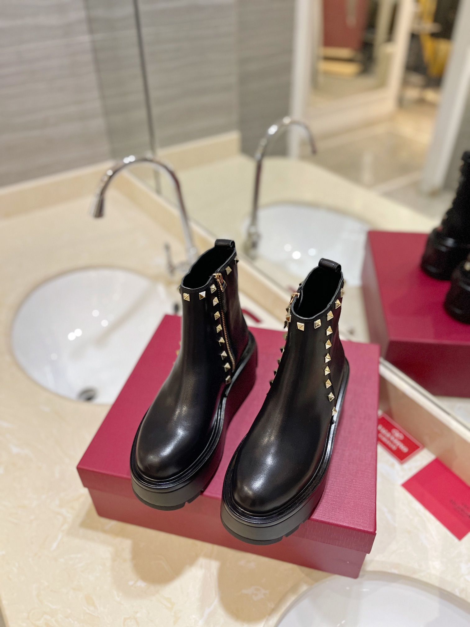 TOP VALENTINO 7.5cm High Heel Boots - Black
