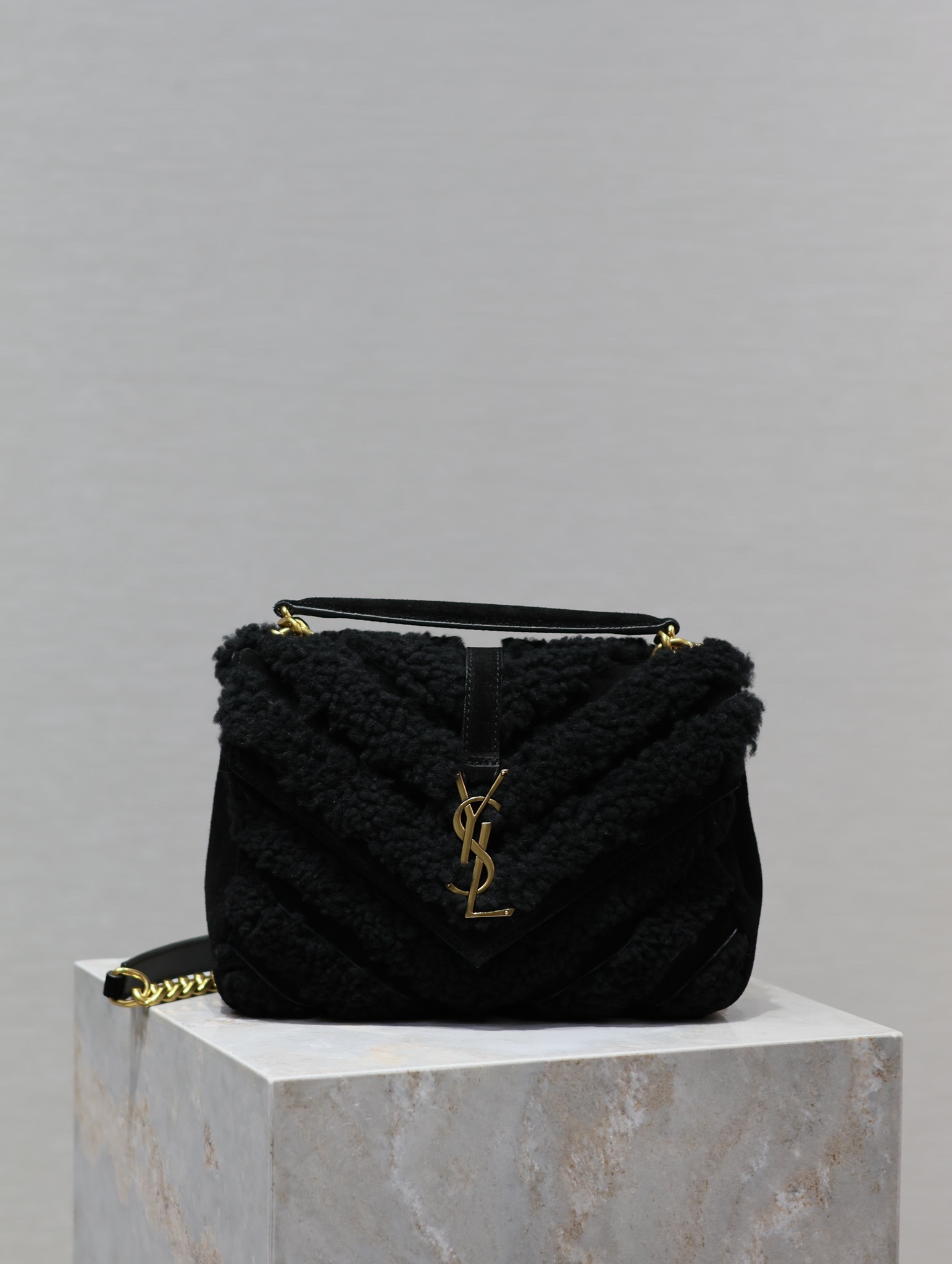 TOP Yves Saint Laurent YSL Lamb Wool Paired With Suede College Bags - 2 Colors - 24x17x6cm