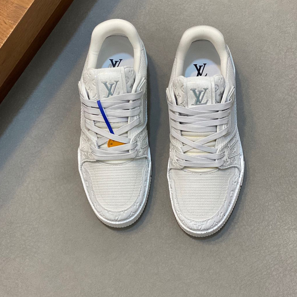 Louis Vuitton LV Trainer Croc-Embossed Denim Sneaker (Replica)