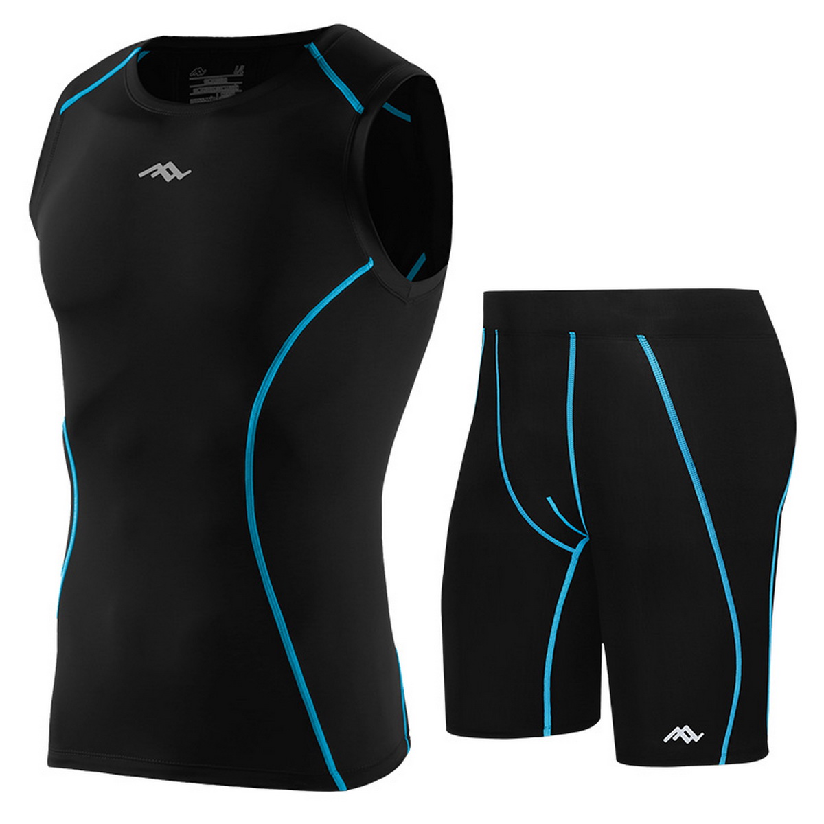 Men Compression Pants Sleeveless Top Training Athletic Sets