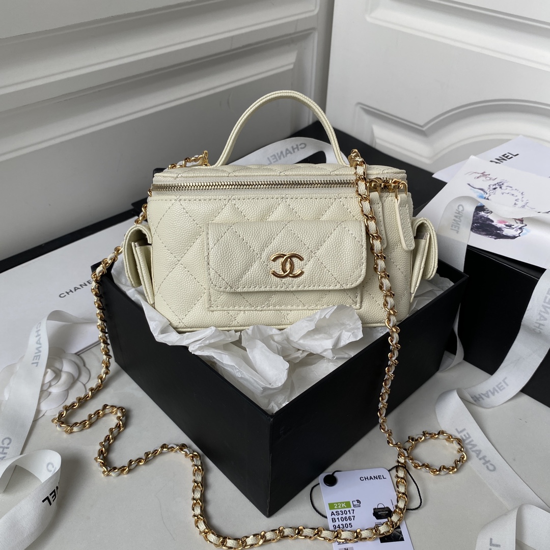 TOP CHANEL Vanity Case 23b Grain Calfskin Bag 17*9.5*8cm -GHW- 4 colours