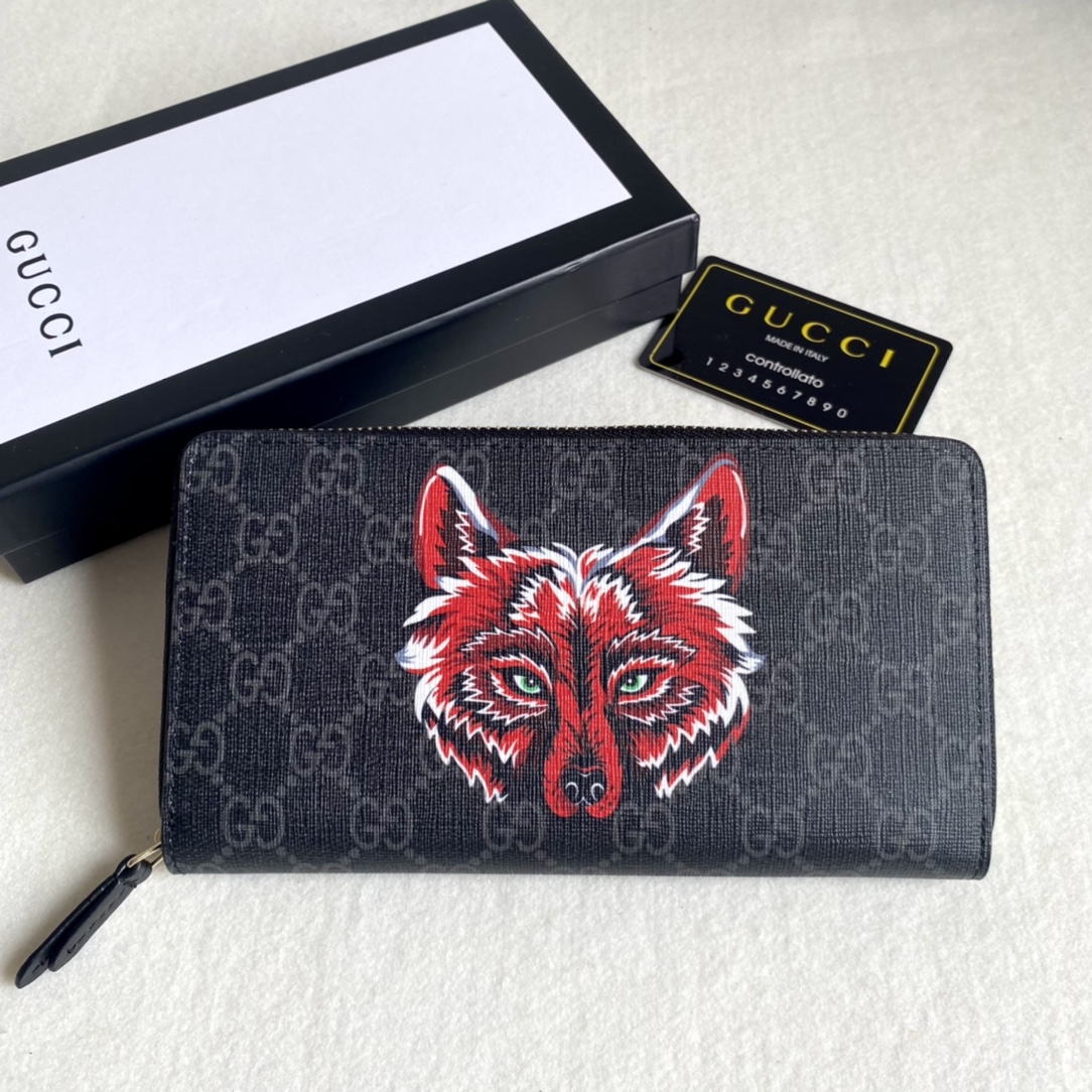 Gucci Unisex GG Supreme Printed Long Zipper Wallet（Replica）