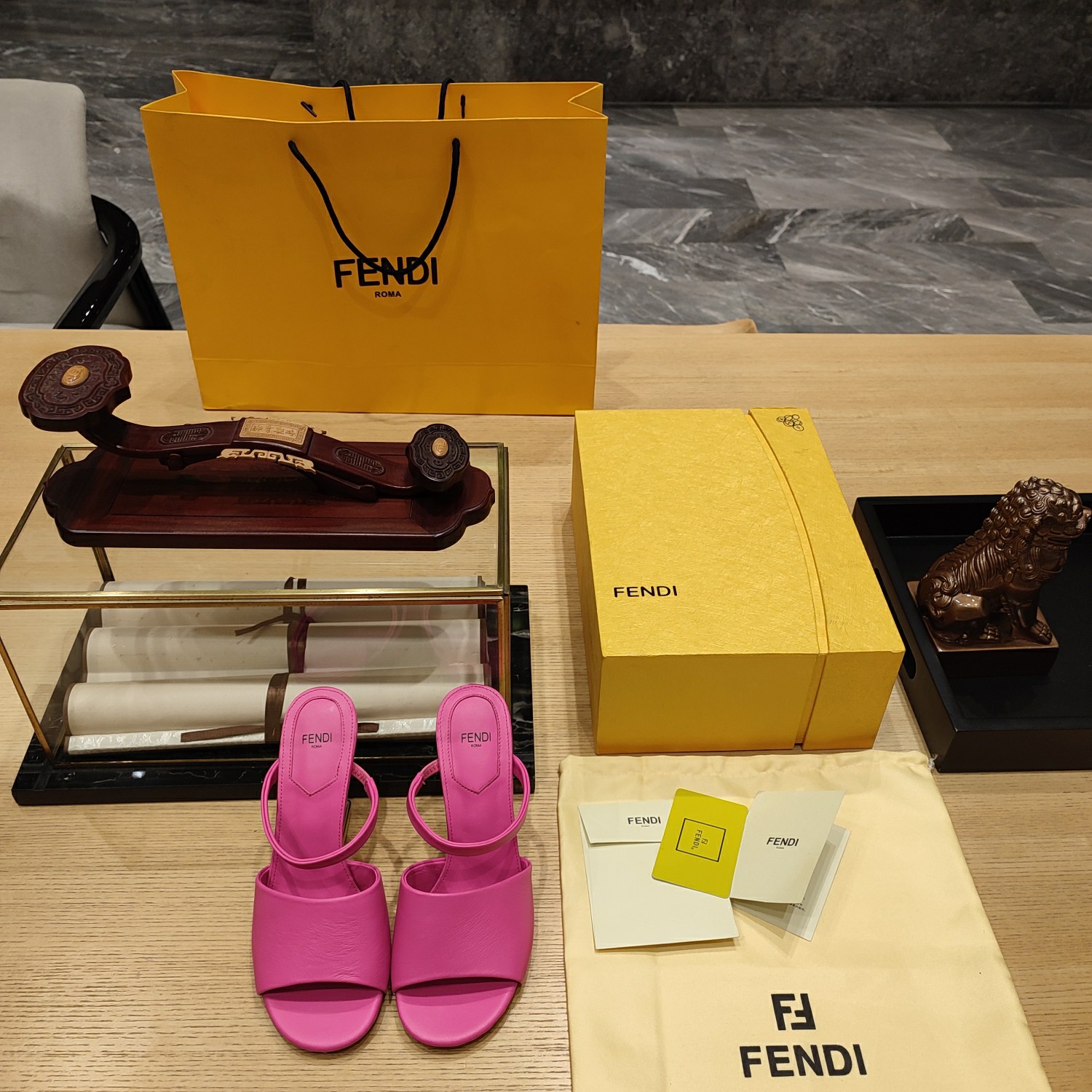 TOP FENDI High Heel Slippers - Pink