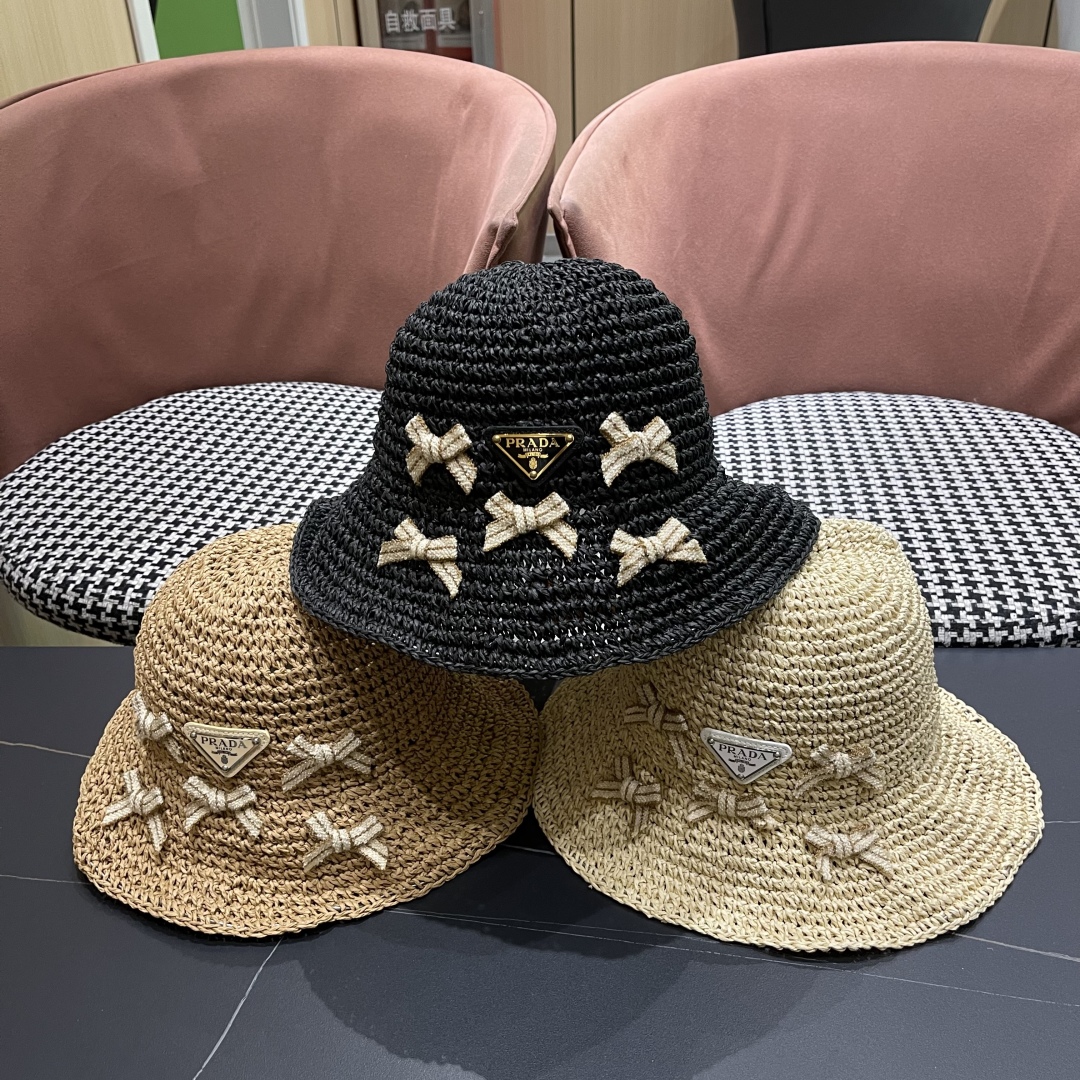 TOP PRADA Straw Hat - 3 Color