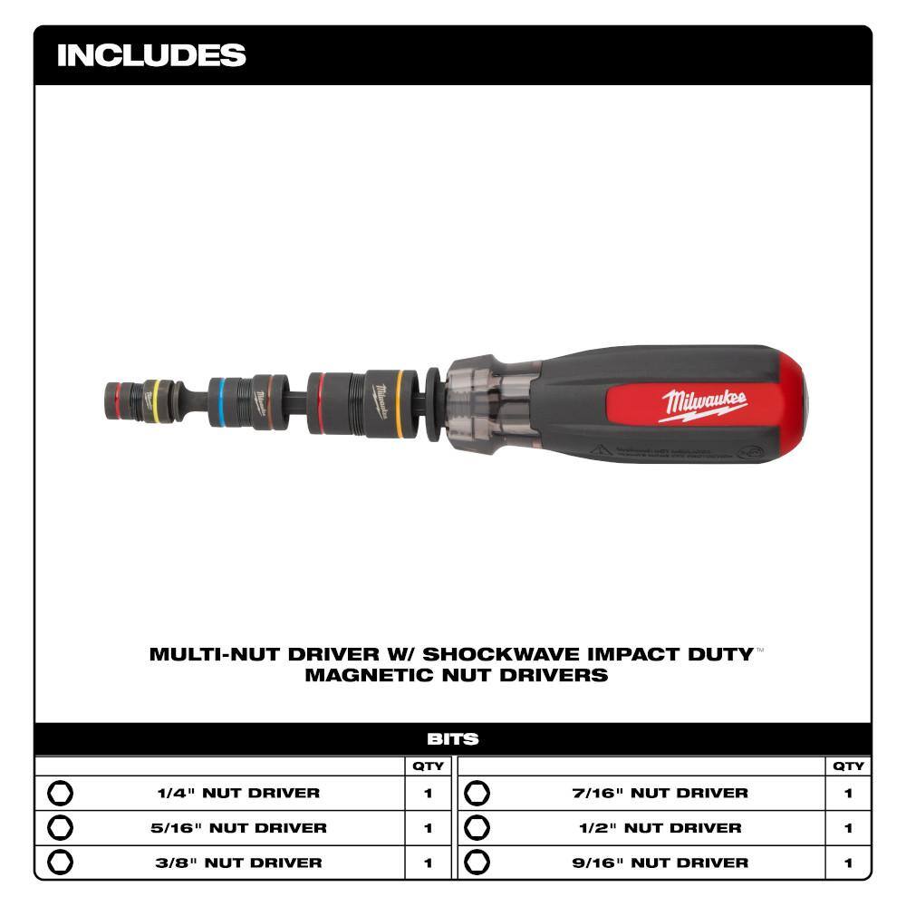 Multi-Nut Driver with SHOCKWAVE Impact Duty Magnetic Nut Drivers