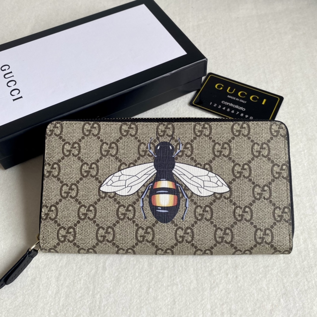 Gucci Unisex GG Supreme Printed Long Zipper Wallet（Replica）