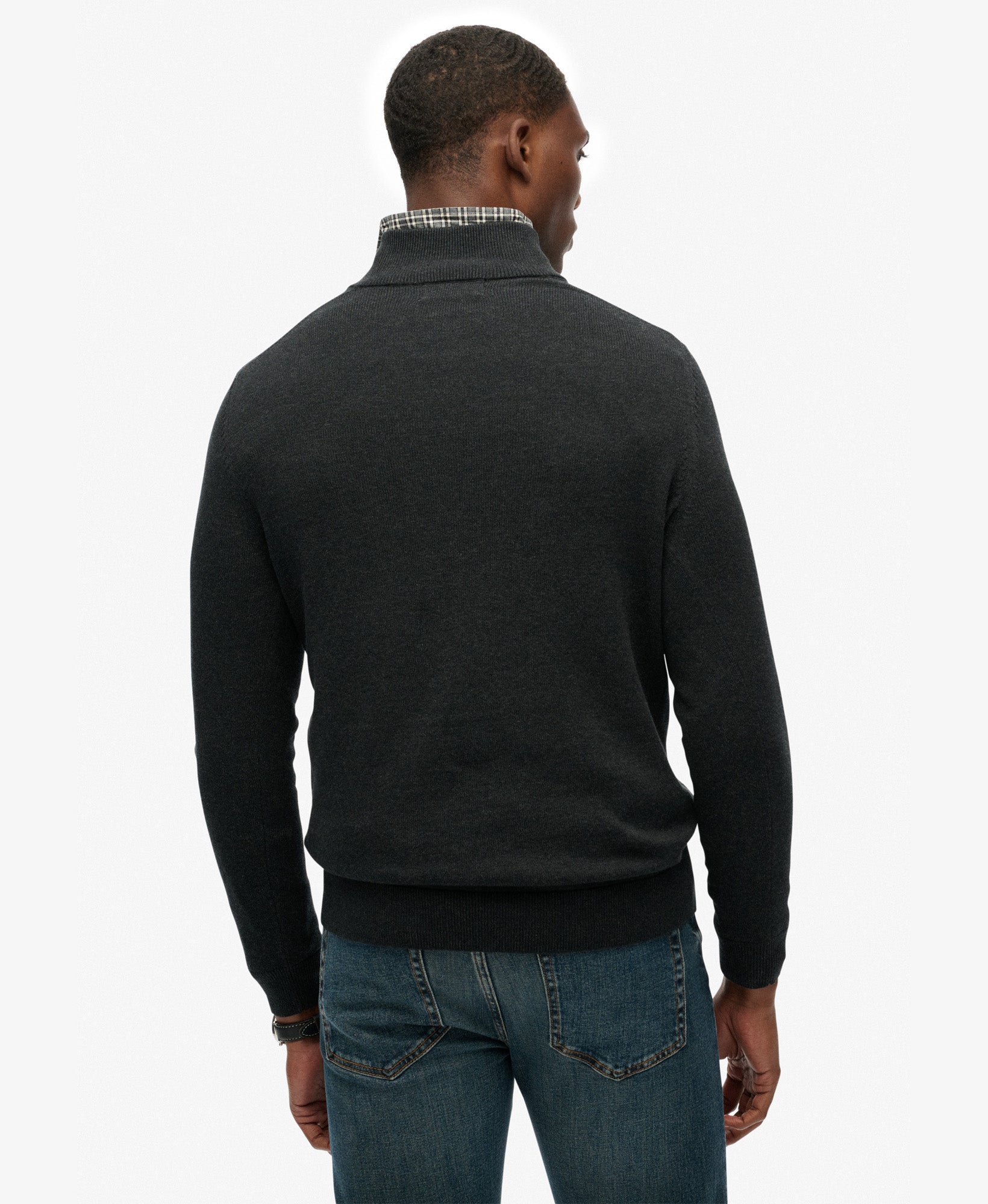 Essentials Cotton Half Zip | Charcoal Marle